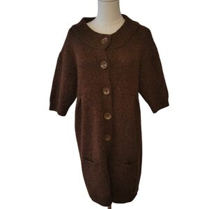 The Limited Brown Short Sleeve Cardigan Sweater Size Large‎